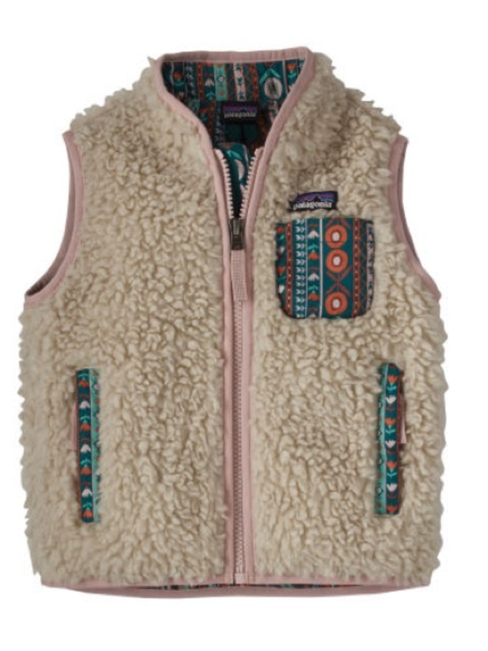 Patagonia Baby Retro-X Fleece Vest Natural w/Fuzzy Mauve